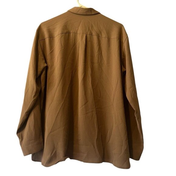 J.Jill Brown Button Up Long Sleeve Collared Polyester Shirt Size Medium Career - Picture 2 of 14
